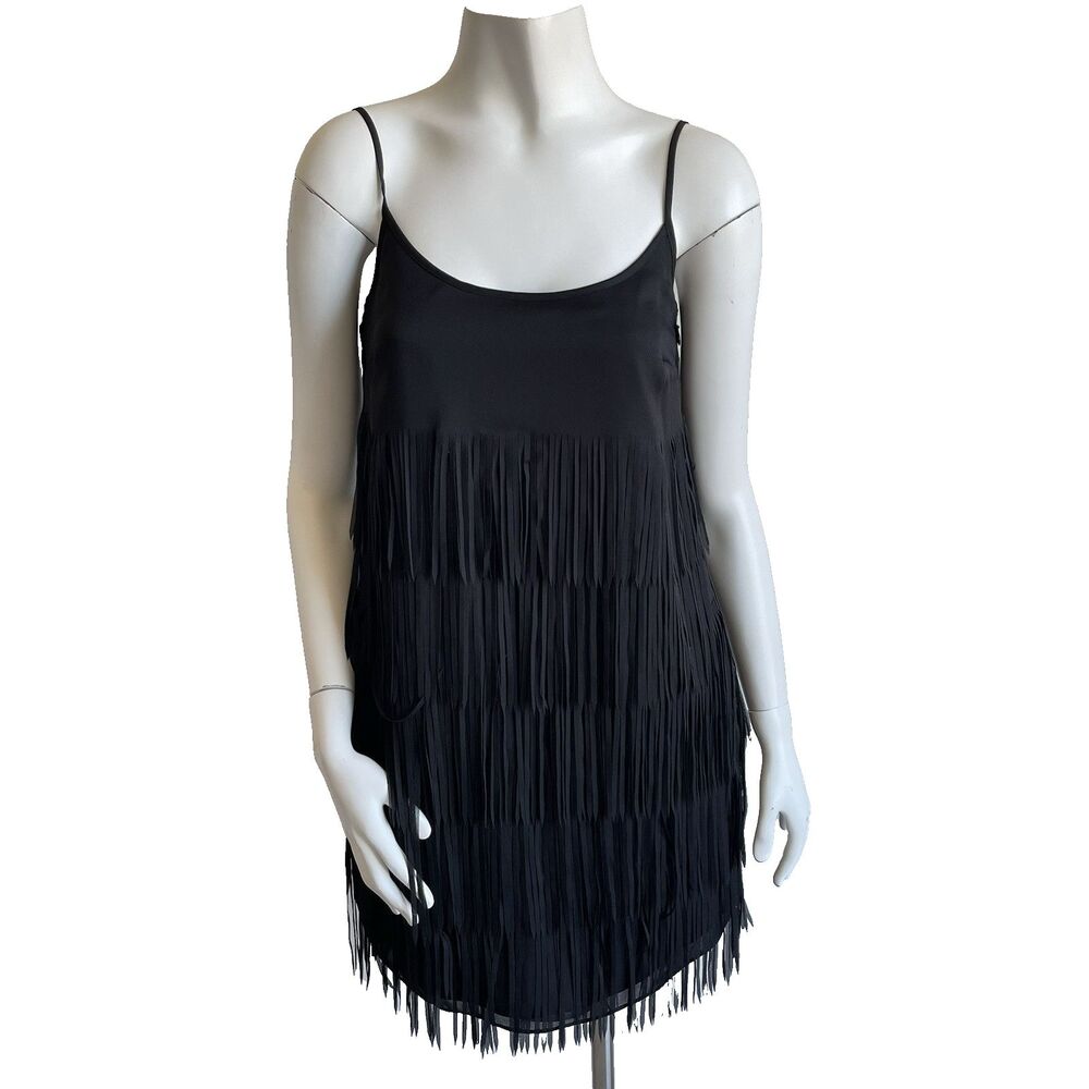 W by Worth Gatsby Fringe Mini Dress Sleeveless Black Size 2 Cocktail Party
